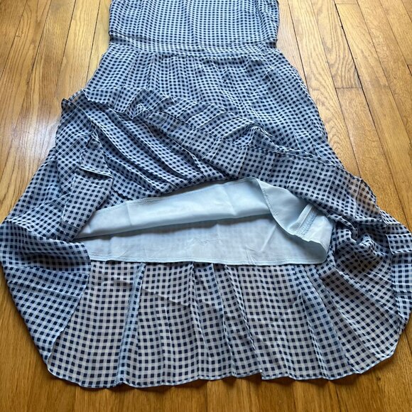 Timo Weiland X Banana Republic Size 4 Blue Gingham Plaid Silk Sleeveless Dress - Picture 6 of 14